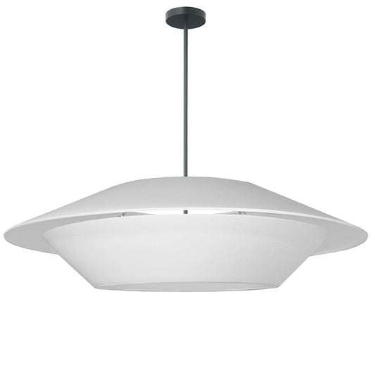 Dainolite Poseidon 36in 4-Light Pendant | Modern White Fabric and Matte Black Metal | Kitchen Island & Dining Room | 36 x 36 x 10 | Model PSO-364P-MB-790