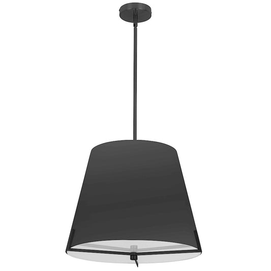 Dainolite Preston 19in 4-Light Pendant | Contemporary Matte Black and Black Fabric | Foyer & Hallway | 19 x 19 x 14 in | Model PST-184P-MB-BK