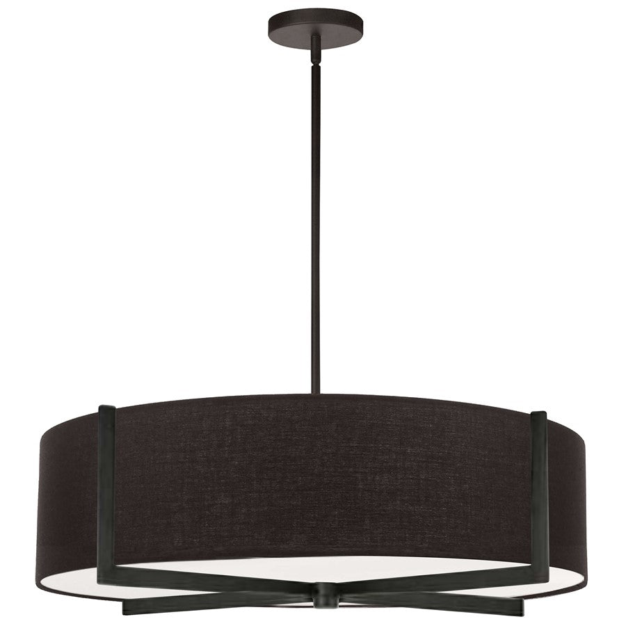 Dainolite Preston 26in 4-Light Pendant | Contemporary Matte Black and Black Fabric | Kitchen Island & Dining Room | Model PST-264LP-MB-BK