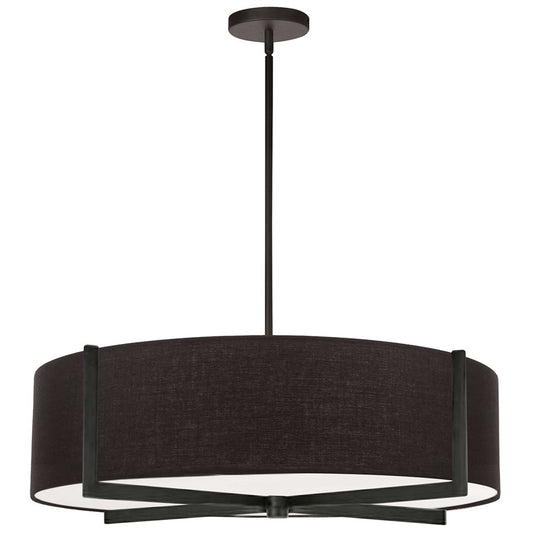 Dainolite Preston 26in 4-Light Pendant | Contemporary Matte Black and Black Fabric | Kitchen Island & Dining Room | Model PST-264LP-MB-BK