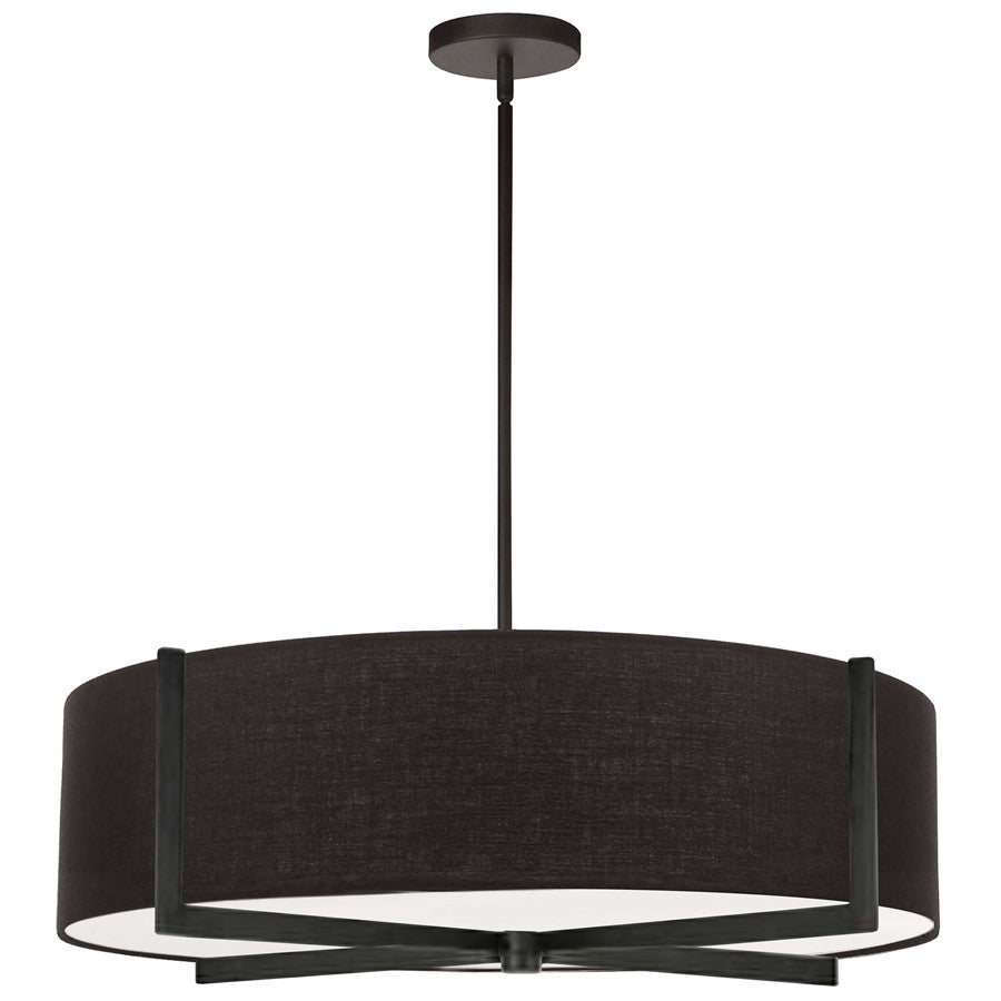 Dainolite Preston 26in 4-Light Pendant | Contemporary Matte Black and Black Fabric | Kitchen Island & Dining Room | Model PST-264LP-MB-BK