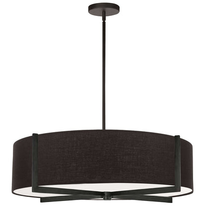 Dainolite Preston 26in 4-Light Pendant | Contemporary Matte Black and Black Fabric | Kitchen Island & Dining Room | Model PST-264LP-MB-BK