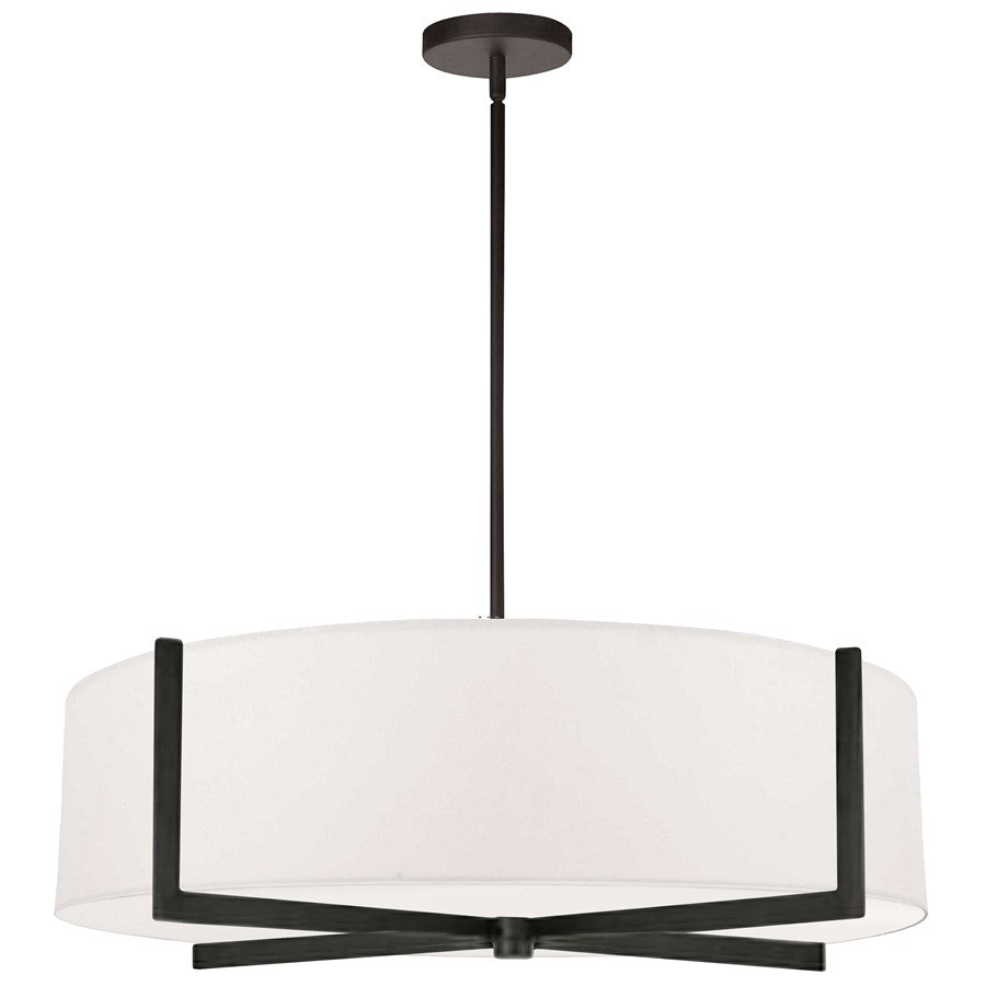 Dainolite Preston 26in 4-Light Pendant | Contemporary Matte Black and White Fabric | Kitchen Island & Dining Room | Model PST-264LP-MB-WH