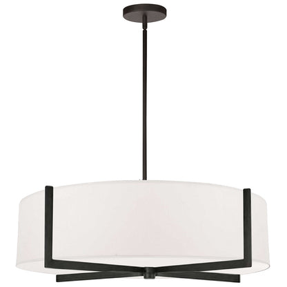 Dainolite Preston 26in 4-Light Pendant | Contemporary Matte Black and White Fabric | Kitchen Island & Dining Room | Model PST-264LP-MB-WH