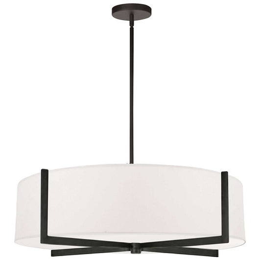 Dainolite Preston 26in 4-Light Pendant | Contemporary Matte Black and White Fabric | Kitchen Island & Dining Room | Model PST-264LP-MB-WH