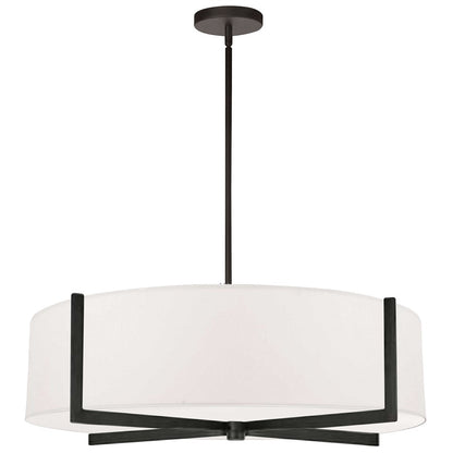 Dainolite Preston 26in 4-Light Pendant | Contemporary Matte Black and White Fabric | Kitchen Island & Dining Room | Model PST-264LP-MB-WH