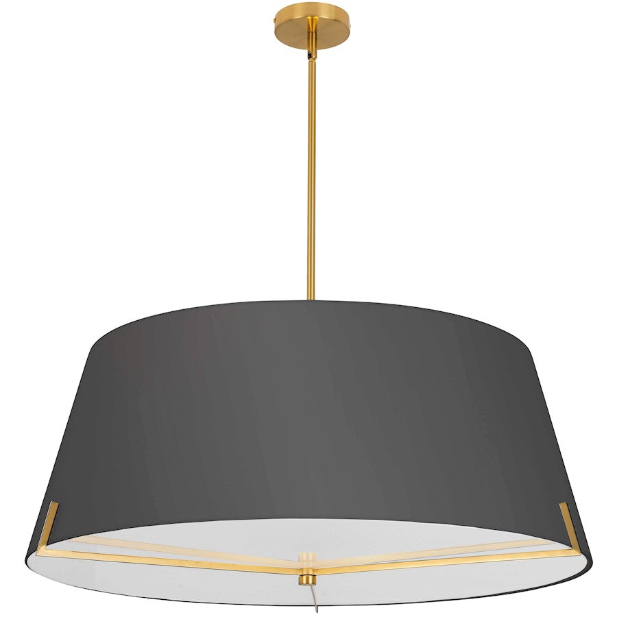 Dainolite Preston 33in 4-Light Pendant | Contemporary Aged Brass and Black Fabric | Dining Room & Foyer | 33 x 33 x 12.5 in | Model PST-324P-AGB-BK