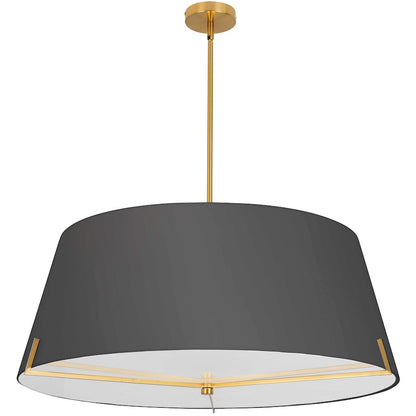 Dainolite Preston 33in 4-Light Pendant | Contemporary Aged Brass and Black Fabric | Dining Room & Foyer | 33 x 33 x 12.5 in | Model PST-324P-AGB-BK