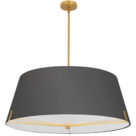 Dainolite Preston 33in 4-Light Pendant | Contemporary Aged Brass and Black Fabric | Dining Room & Foyer | 33 x 33 x 12.5 in | Model PST-324P-AGB-BK