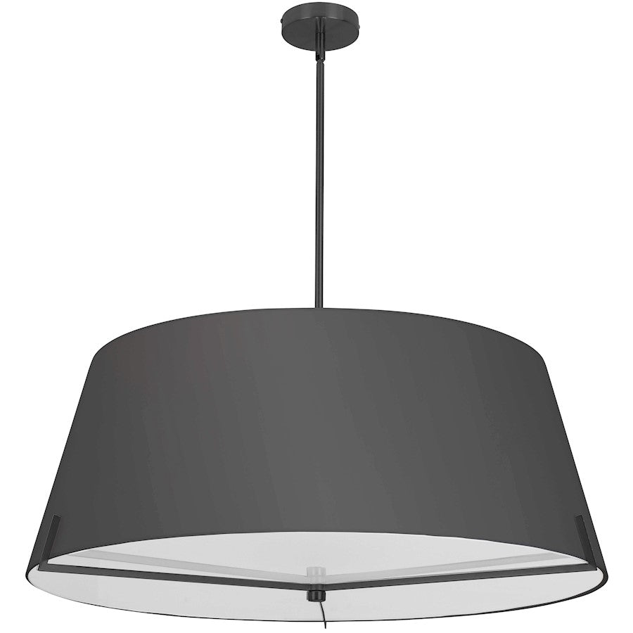 Dainolite Preston 33in 4-Light Pendant | Contemporary Matte Black and Black Fabric | Foyer & Hall | 33 x 33 x 12.5 in | Model PST-324P-MB-BK