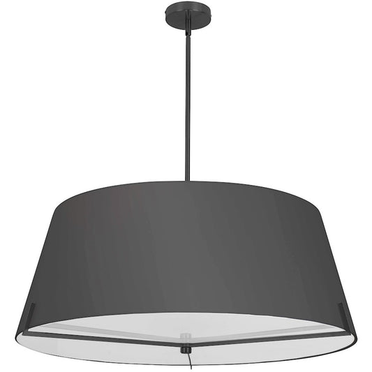 Dainolite Preston 33in 4-Light Pendant | Contemporary Matte Black and Black Fabric | Foyer & Hall | 33 x 33 x 12.5 in | Model PST-324P-MB-BK