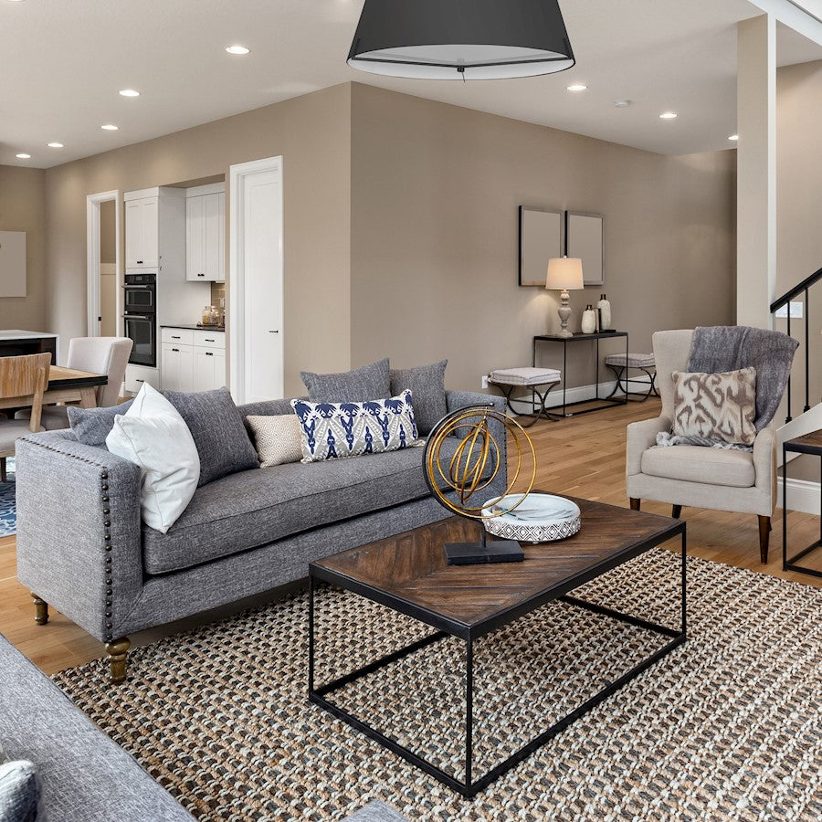 Dainolite Preston 33in 4-Light Pendant | Contemporary Matte Black and Black Fabric | Foyer & Hall | 33 x 33 x 12.5 in | Model PST-324P-MB-BK