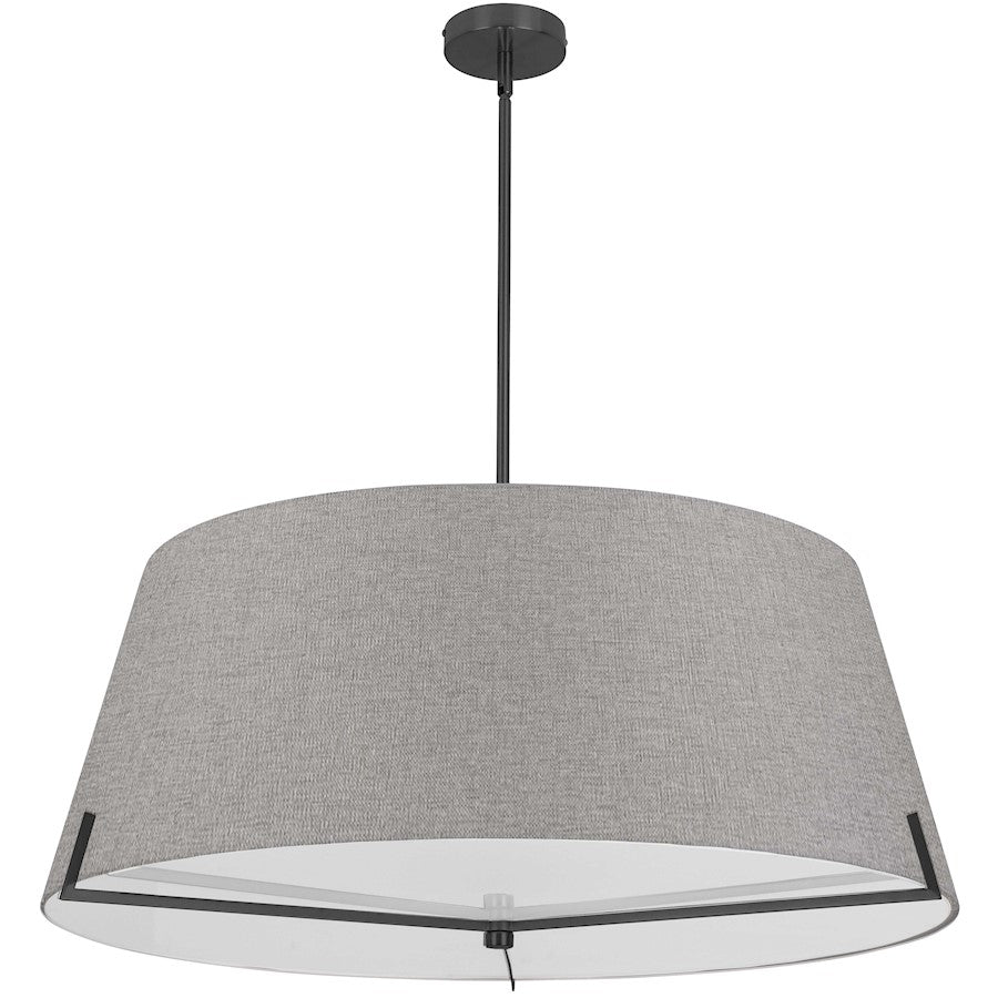 Dainolite Preston 33in 4-Light Pendant | Contemporary Matte Black and Grey Fabric | Foyer & Hall | 33 x 33 x 12.5 in | Model PST-324P-MB-GRY