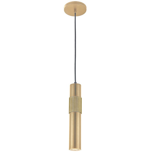 Dainolite Passwell 12in 1-Light Pendant | Modern Aged Brass Metal | Kitchen Island & Dining Room | 2.25 x 2.25 x 12 in | Model PSW-121P-AGB
