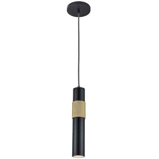 Dainolite Passwell 12in 1-Light Pendant | Modern Matte Black and Aged Brass Metal | Kitchen Island & Dining Room | Model PSW-121P-MB-AGB
