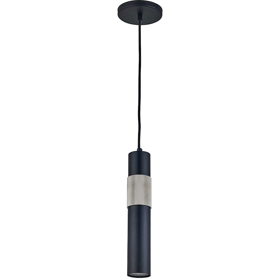 Dainolite Passwell 12in 1-Light Pendant | Modern Matte Black and Satin Chrome Metal | Kitchen Island & Dining Room | Model PSW-121P-MB-SC