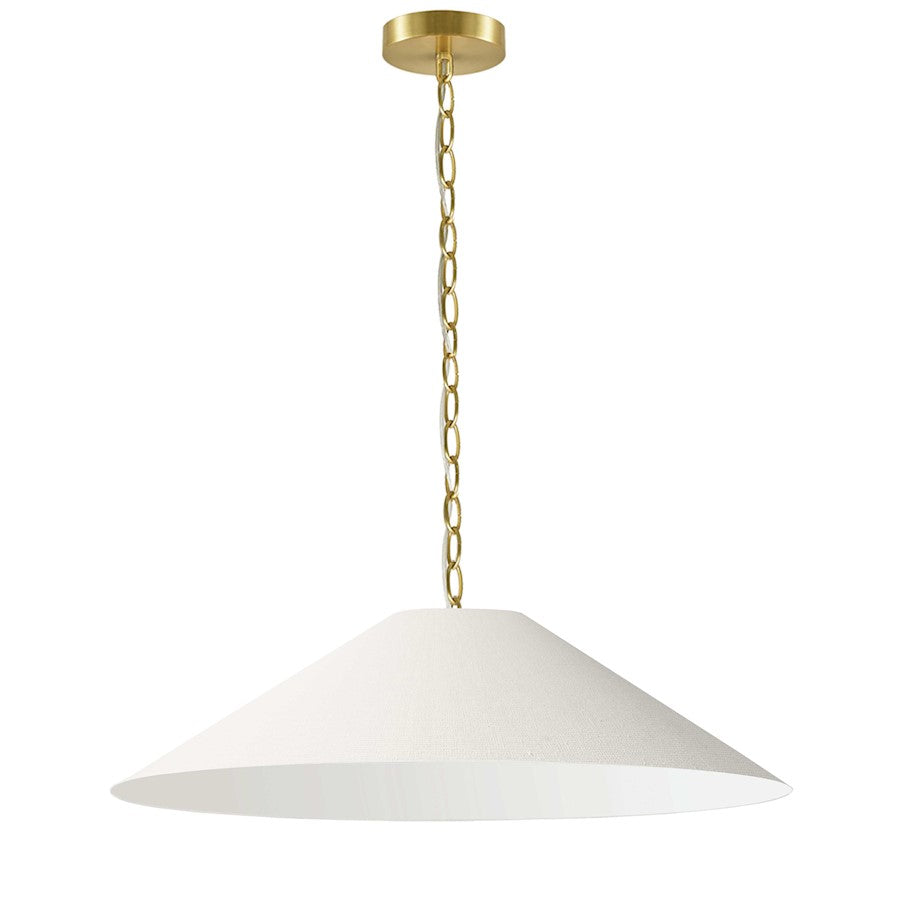 Dainolite Presley 32in 1-Light Large Pendant | Transitional Aged Brass and Cream HardBack Shade | Entryway & Dining Room | 32 x 32 x | Model PSY-L-AGB-720