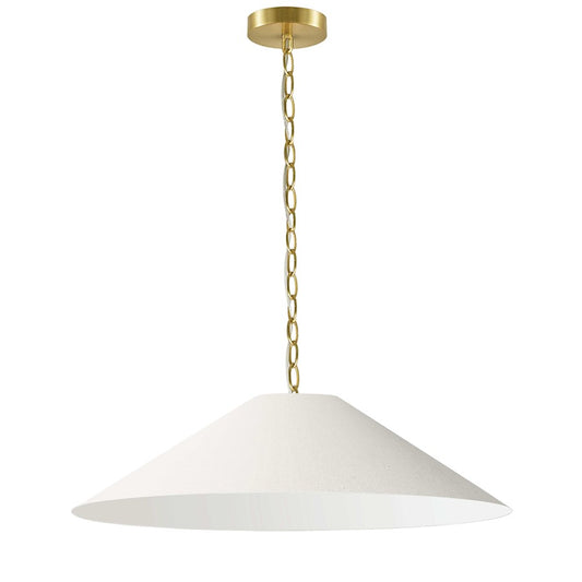 Dainolite Presley 32in 1-Light Large Pendant | Transitional Aged Brass and Cream HardBack Shade | Entryway & Dining Room | 32 x 32 x | Model PSY-L-AGB-720
