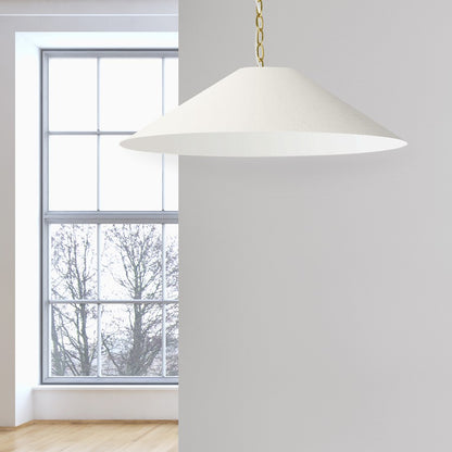 Dainolite Presley 32in 1-Light Large Pendant | Transitional Aged Brass and Cream HardBack Shade | Entryway & Dining Room | 32 x 32 x | Model PSY-L-AGB-720