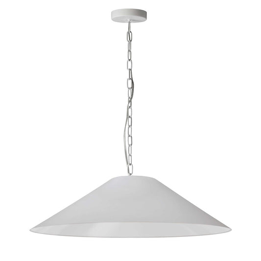 Dainolite Presley 32in 1-Light Pendant | Transitional White Fabric and Matte White Metal | Kitchen Island & Dining Room | Model PSY-L-MW-790