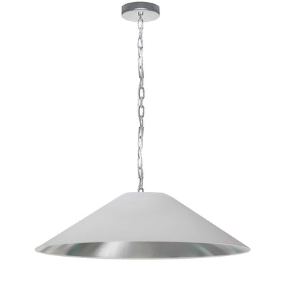Dainolite Presley 32in 1-Light Large Pendant | Transitional White & Silver Fabric and Polished Chrome Metal | Kitchen Island & Dining | Model PSY-L-PC-691