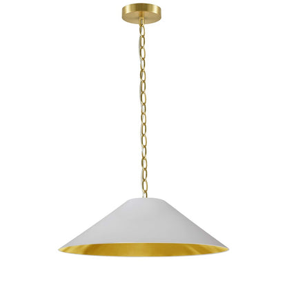 Dainolite Presley 26in 1-Light Medium Pendant | Transitional White & Gold Fabric and Aged Brass Metal | Kitchen Island & Dining Room | Model PSY-M-AGB-692