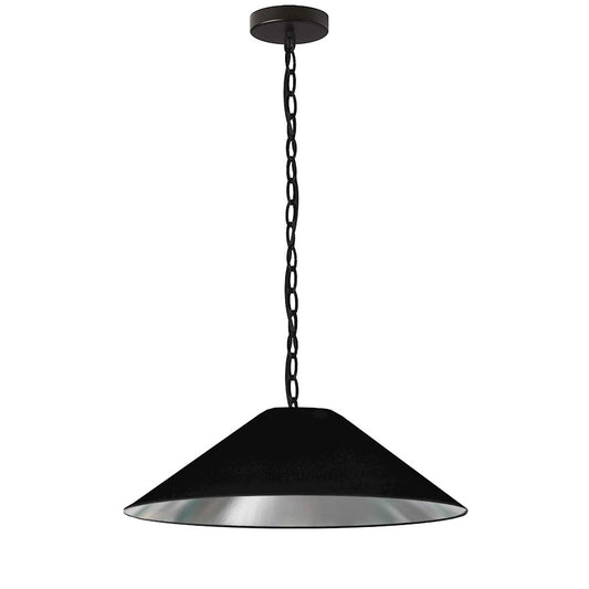 Dainolite Presley 26in 1-Light Medium Pendant | Transitional Matte Black and Silver Fabric | Kitchen Island & Dining Room | 26 x 26 x | Model PSY-M-MB-697