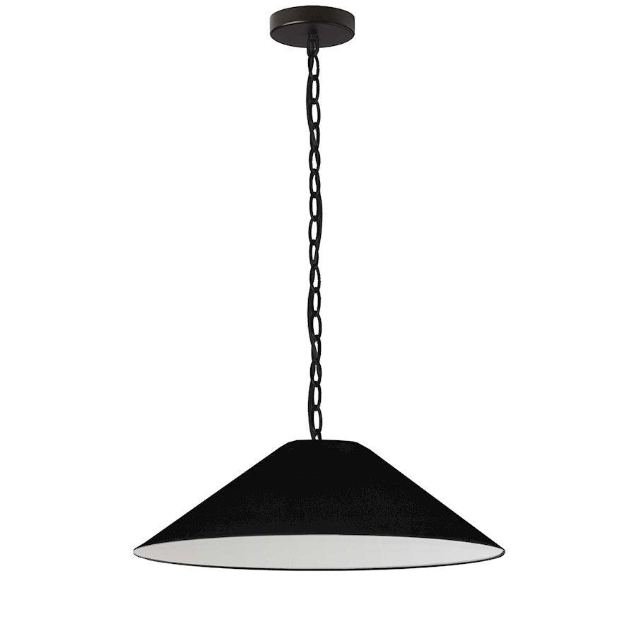 Dainolite Presley 26in 1-Light Medium Pendant | Transitional Matte Black and Black HardBack Fabric | Kitchen Island & Dining Room | Model PSY-M-MB-797