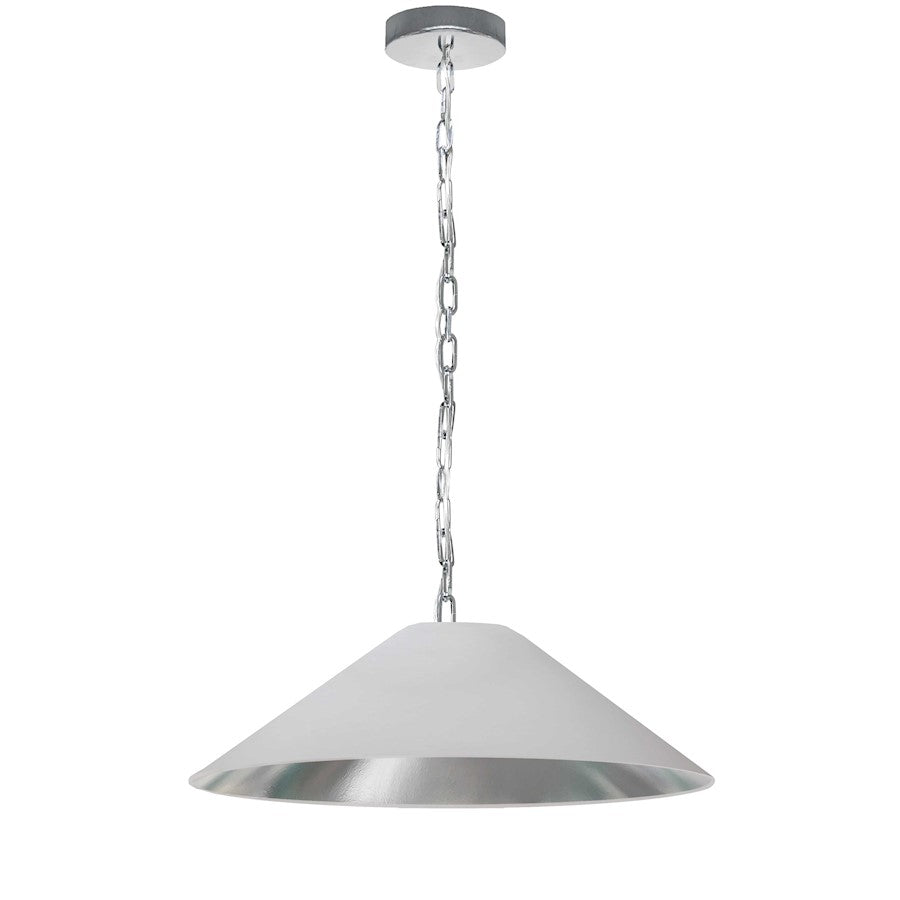 Dainolite Presley 26in 1-Light Medium Pendant | Transitional Polished Chrome and White & Silver Fabric HardBack | Kitchen Island & | Model PSY-M-PC-691