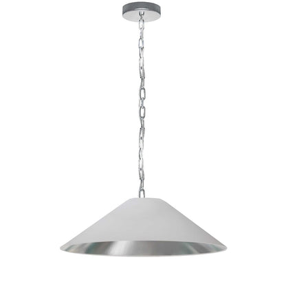 Dainolite Presley 26in 1-Light Medium Pendant | Transitional Polished Chrome and White & Silver Fabric HardBack | Kitchen Island & | Model PSY-M-PC-691