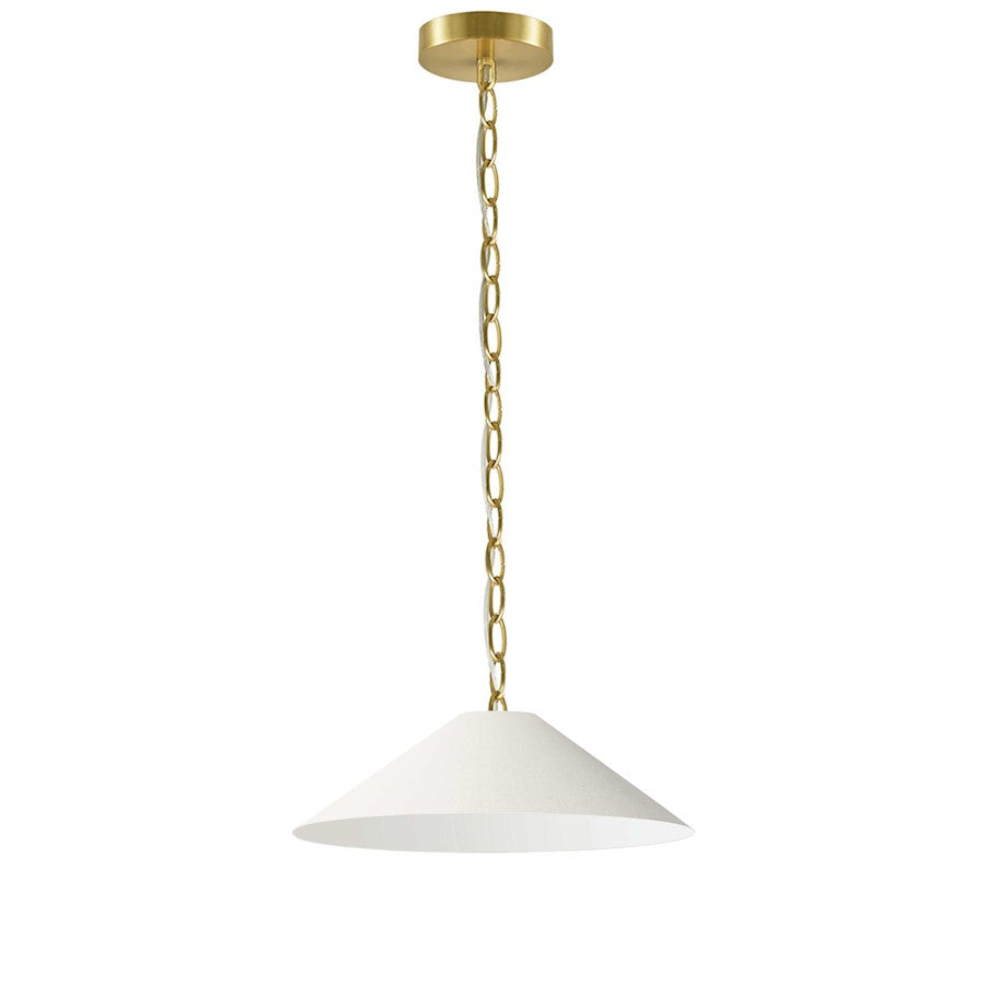Dainolite Presley 20in 1-Light Pendant | Transitional Aged Brass and Cream Fabric HardBack | Kitchen Island & Dining Room | 20 x 20 | Model PSY-S-AGB-720