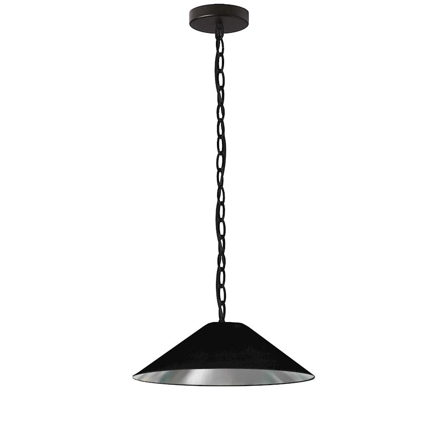 Dainolite Presley 20in 1-Light Small Pendant | Transitional Black & Silver Fabric and HardBack Shade | Kitchen Island & Dining Room | Model PSY-S-MB-697