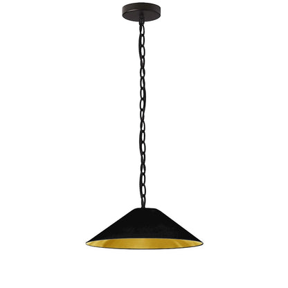 Dainolite Presley 20in 1-Light Small Pendant | Transitional Matte Black and Gold Fabric HardBack | Kitchen Island & Dining Room | 20 | Model PSY-S-MB-698