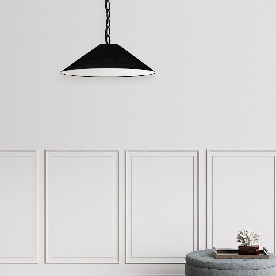 Dainolite Presley 20in 1-Light Pendant | Transitional Matte Black Fabric and Black HardBack Shade | Kitchen Island & Dining Room | 20 | Model PSY-S-MB-797