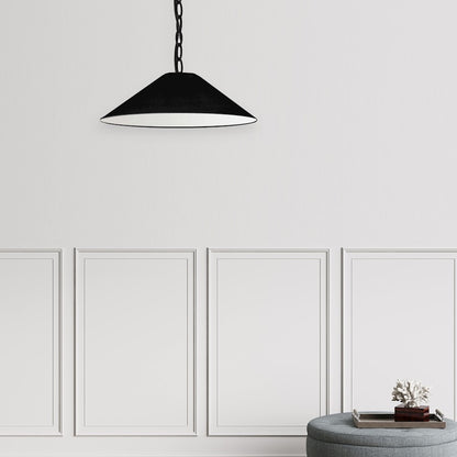 Dainolite Presley 20in 1-Light Pendant | Transitional Matte Black Fabric and Black HardBack Shade | Kitchen Island & Dining Room | 20 | Model PSY-S-MB-797