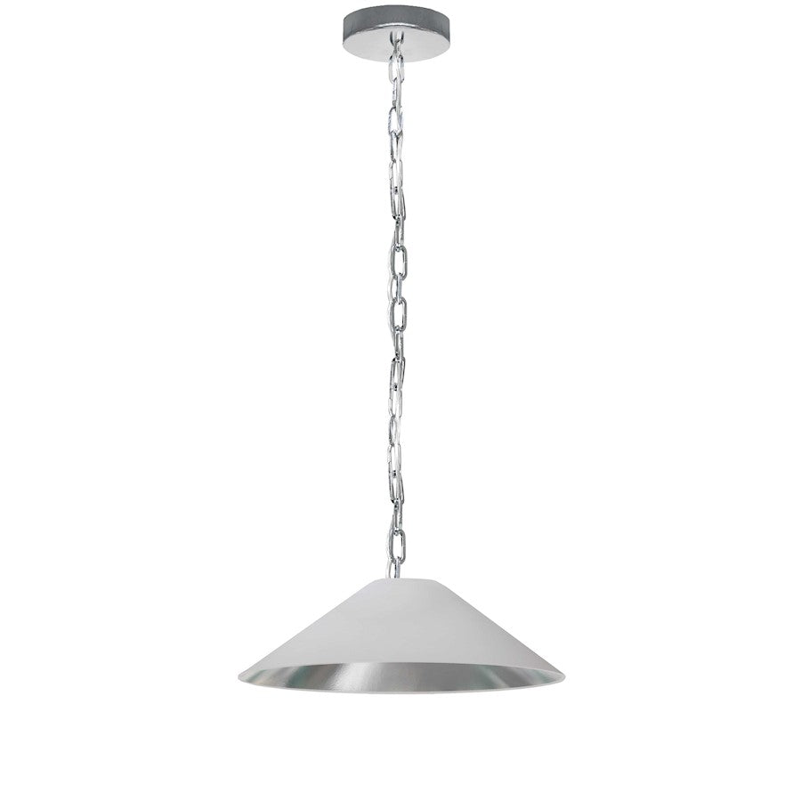 Dainolite Presley 20in 1-Light Small Pendant | Transitional Polished Chrome and White & Silver Fabric HardBack Shade | Kitchen Island | Model PSY-S-PC-691