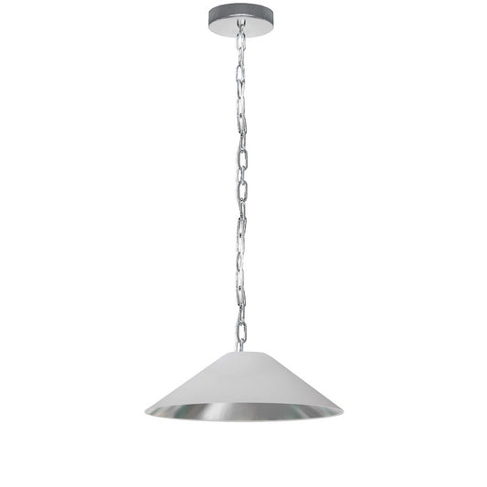 Dainolite Presley 20in 1-Light Small Pendant | Transitional Polished Chrome and White & Silver Fabric HardBack Shade | Kitchen Island | Model PSY-S-PC-691