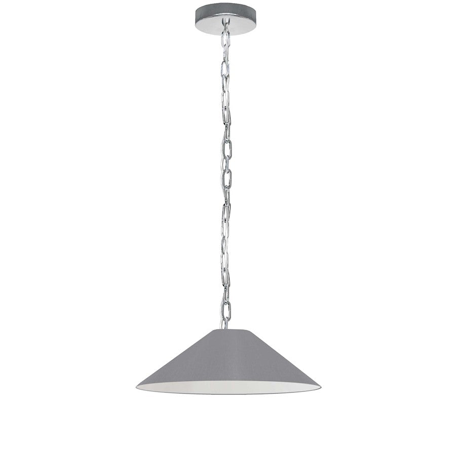 Dainolite Presley 20in 1-Light Pendant | Transitional Polished Chrome and Grey Fabric Shade | Kitchen Island & Dining Room | 20 x 20 | Model PSY-S-PC-835