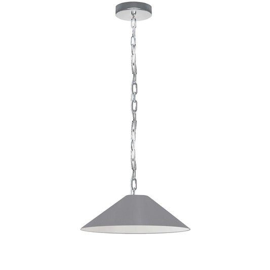 Dainolite Presley 20in 1-Light Pendant | Transitional Polished Chrome and Grey Fabric Shade | Kitchen Island & Dining Room | 20 x 20 | Model PSY-S-PC-835