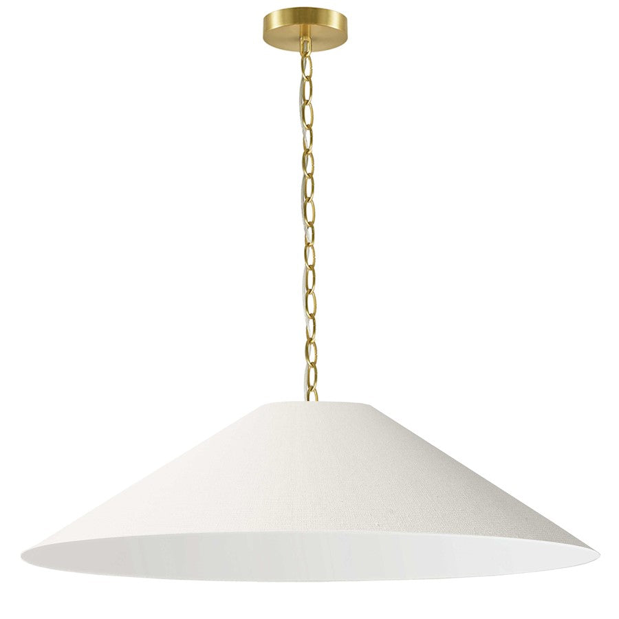 Dainolite Presley 38in 1-Light Pendant | Transitional Aged Brass and Cream HardBack Shade | Kitchen Island & Dining Room | 38 x 38 | Model PSY-XL-AGB-720