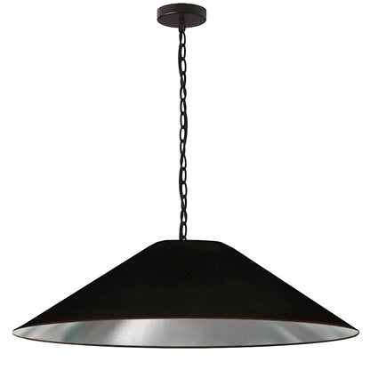 Dainolite Presley 38in 1-Light XL Pendant | Transitional Black & Silver Fabric and HardBack Shade | Kitchen Island & Dining Room | Model PSY-XL-MB-697