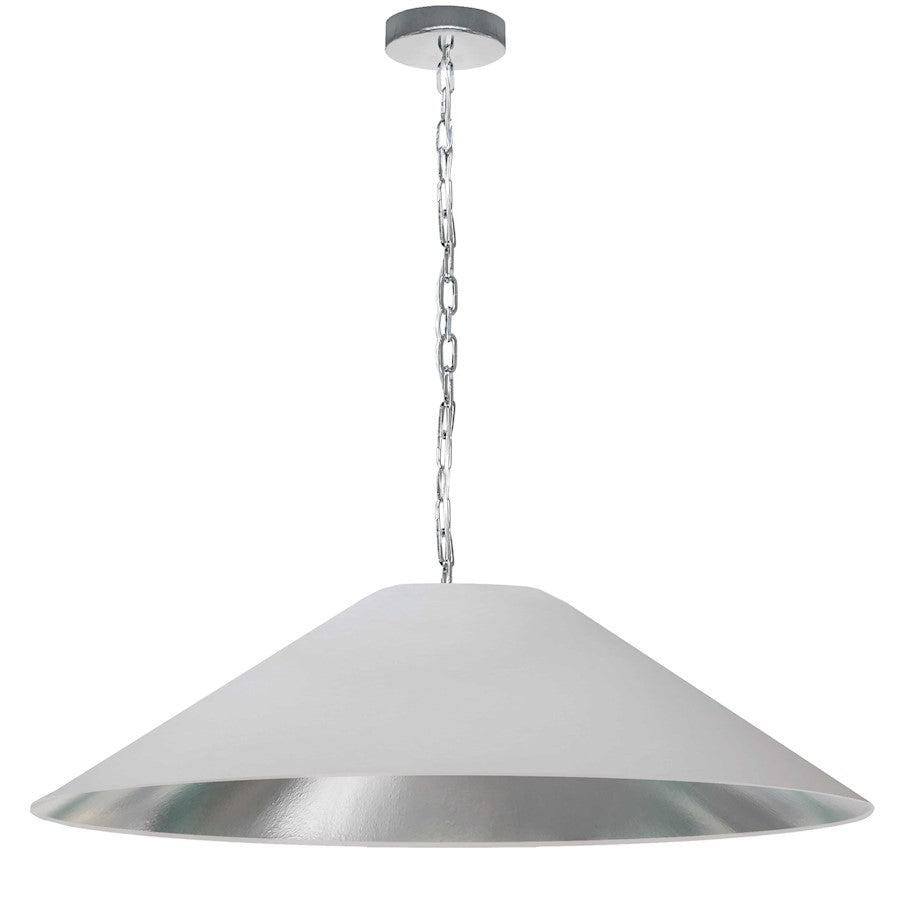Dainolite Presley 38in 1-Light XL Pendant | Transitional Polished Chrome and White Silver Fabric HardBack | Kitchen Island & Dining | Model PSY-XL-PC-691