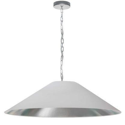 Dainolite Presley 38in 1-Light XL Pendant | Transitional Polished Chrome and White Silver Fabric HardBack | Kitchen Island & Dining | Model PSY-XL-PC-691