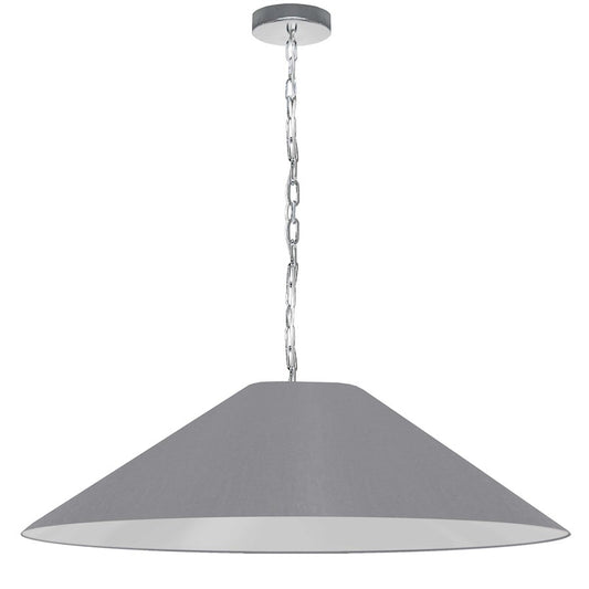 Dainolite Presley 38in 1-Light Pendant | Transitional Polished Chrome and Grey HardBack Shade | Kitchen Island & Dining Room | 38 x | Model PSY-XL-PC-835