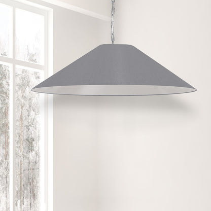 Dainolite Presley 38in 1-Light Pendant | Transitional Polished Chrome and Grey HardBack Shade | Kitchen Island & Dining Room | 38 x | Model PSY-XL-PC-835