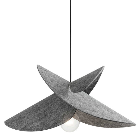 Dainolite Petale 20in 1-Light Pendant | Contemporary Matte Black and Grey Felt | Kitchen & Dining Room Accent | 20 x 16 x 9 in | Model PTE-201P-MB-500