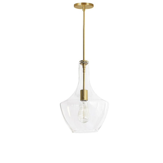 Dainolite Petalite 101P 10in 1-Light Pendant | Aged Brass and Clear Glass | Kitchen Island & Dining Room | 10 x 10 x 14 in | Model PTL-101P-AGB