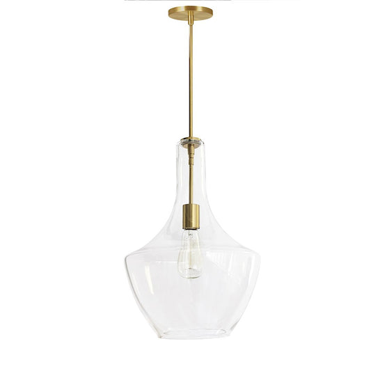 Dainolite Petalite 121P 12in 1-Light Pendant | Aged Brass and Clear Glass | Kitchen Island & Dining Room | 12 x 12 x 18 in | Model PTL-121P-AGB