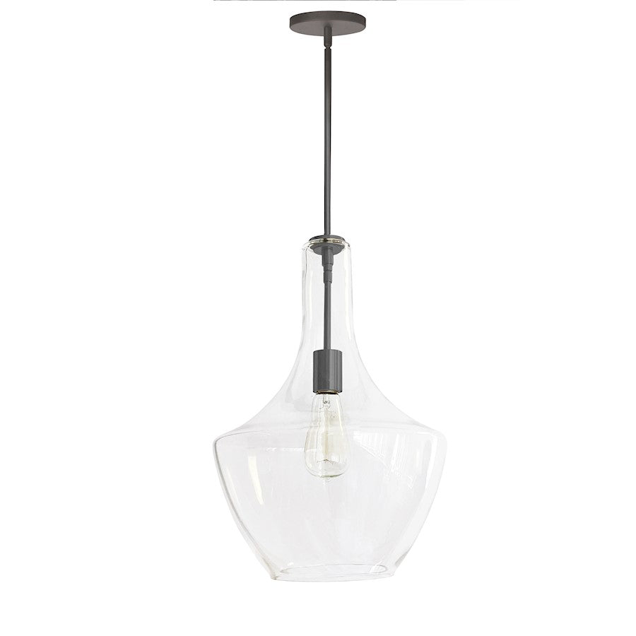 Dainolite Petalite 121P 12in 1-Light Pendant | Matte Black and Clear Glass | Kitchen Island & Dining Room | 12 x 12 x 18 in | Model PTL-121P-MB