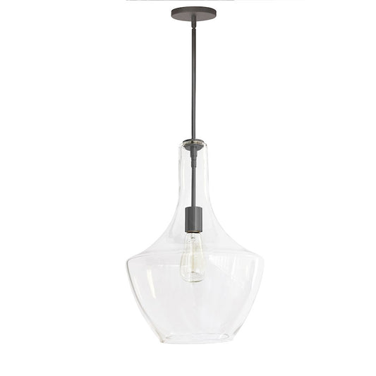 Dainolite Petalite 121P 12in 1-Light Pendant | Matte Black and Clear Glass | Kitchen Island & Dining Room | 12 x 12 x 18 in | Model PTL-121P-MB